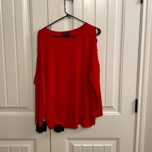 Thalia red blouse with cut outs on arms size large - Picture 1 of 4